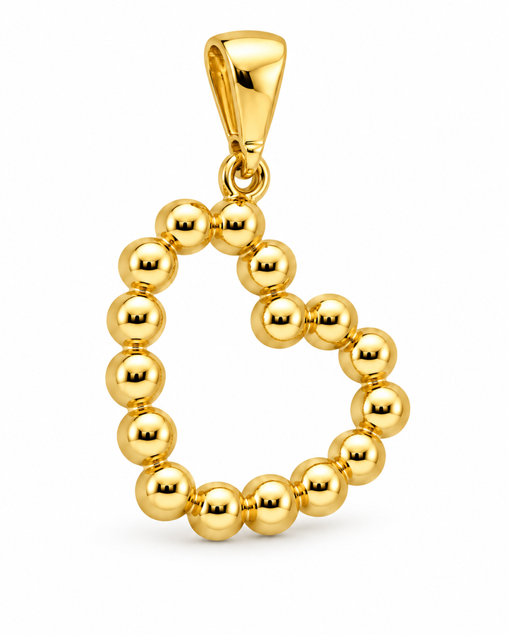 14K Yellow Gold Bead Heart