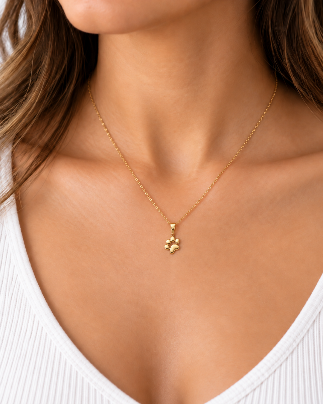 14K Yellow Gold Dainty Dog Paw