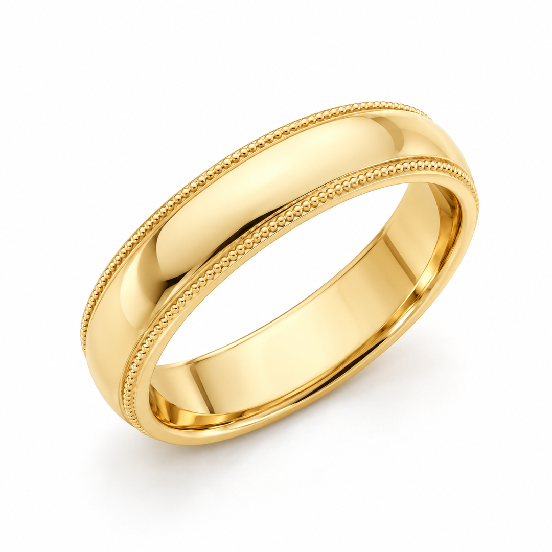 14K Yellow Gold Milgrain Wedding Band
