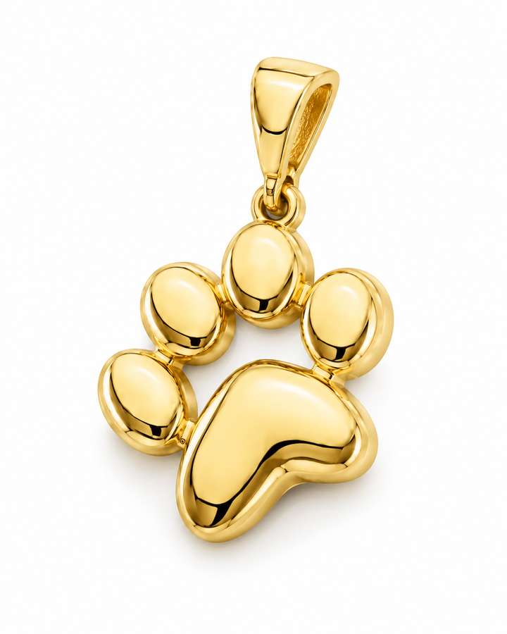 14K Yellow Gold Dainty Dog Paw