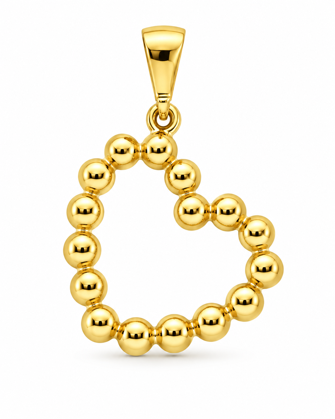 14K Yellow Gold Bead Heart