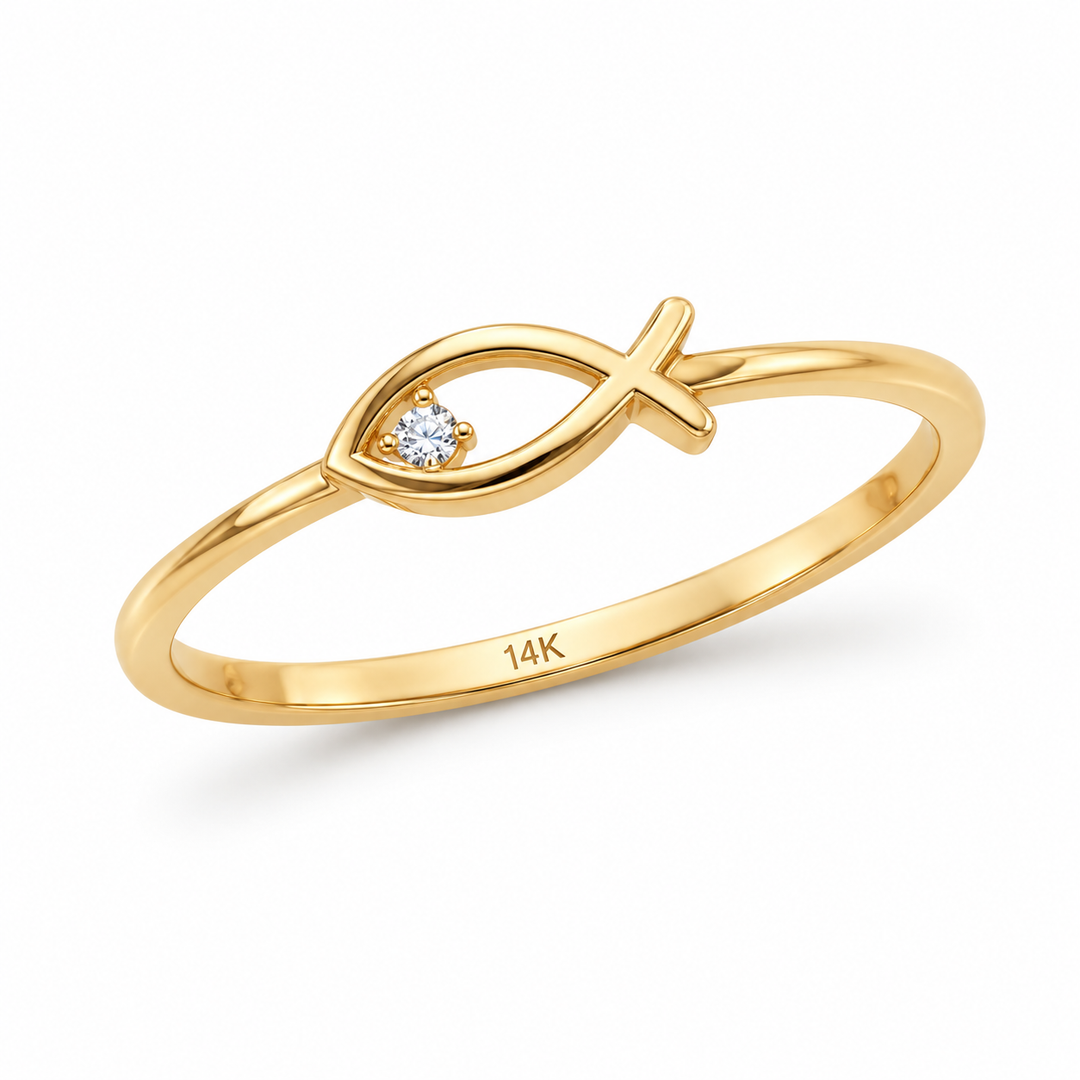 14K Christian Fish Symbol Ring