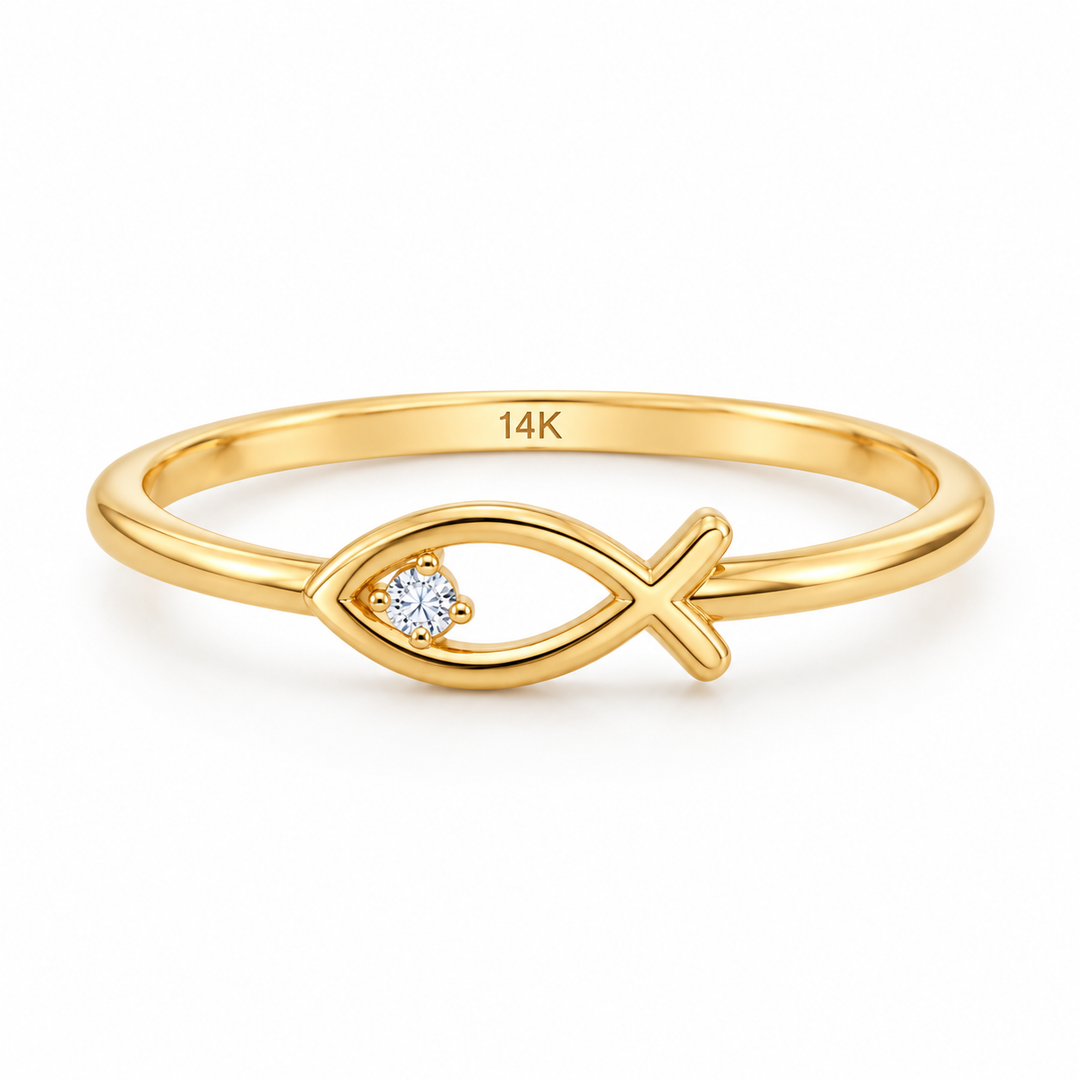 14K Christian Fish Symbol Ring