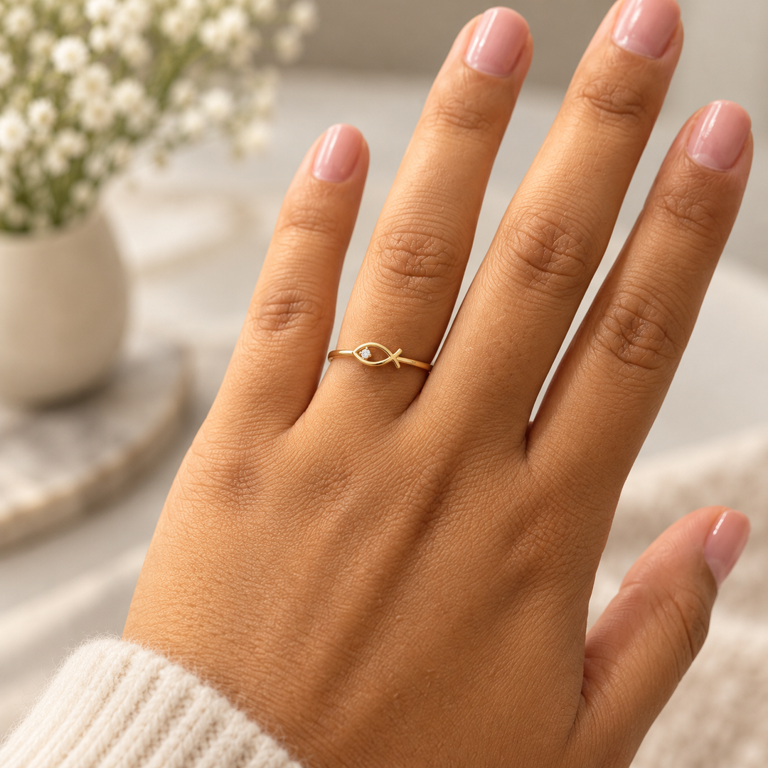 14K Christian Fish Symbol Ring