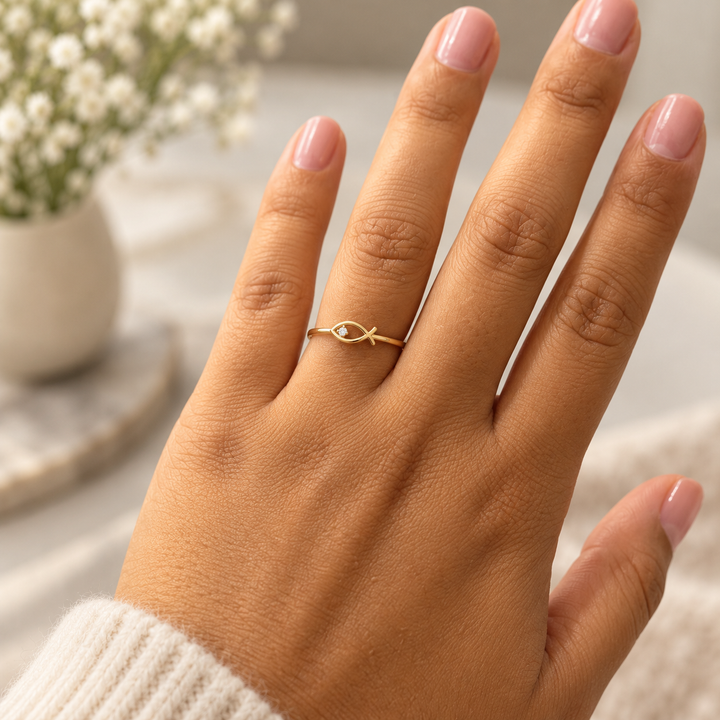 14K Christian Fish Symbol Ring