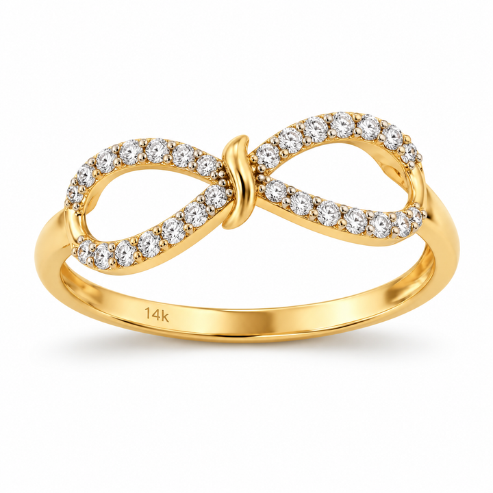 14k Yellow Gold Infinity CZ Womens Ring