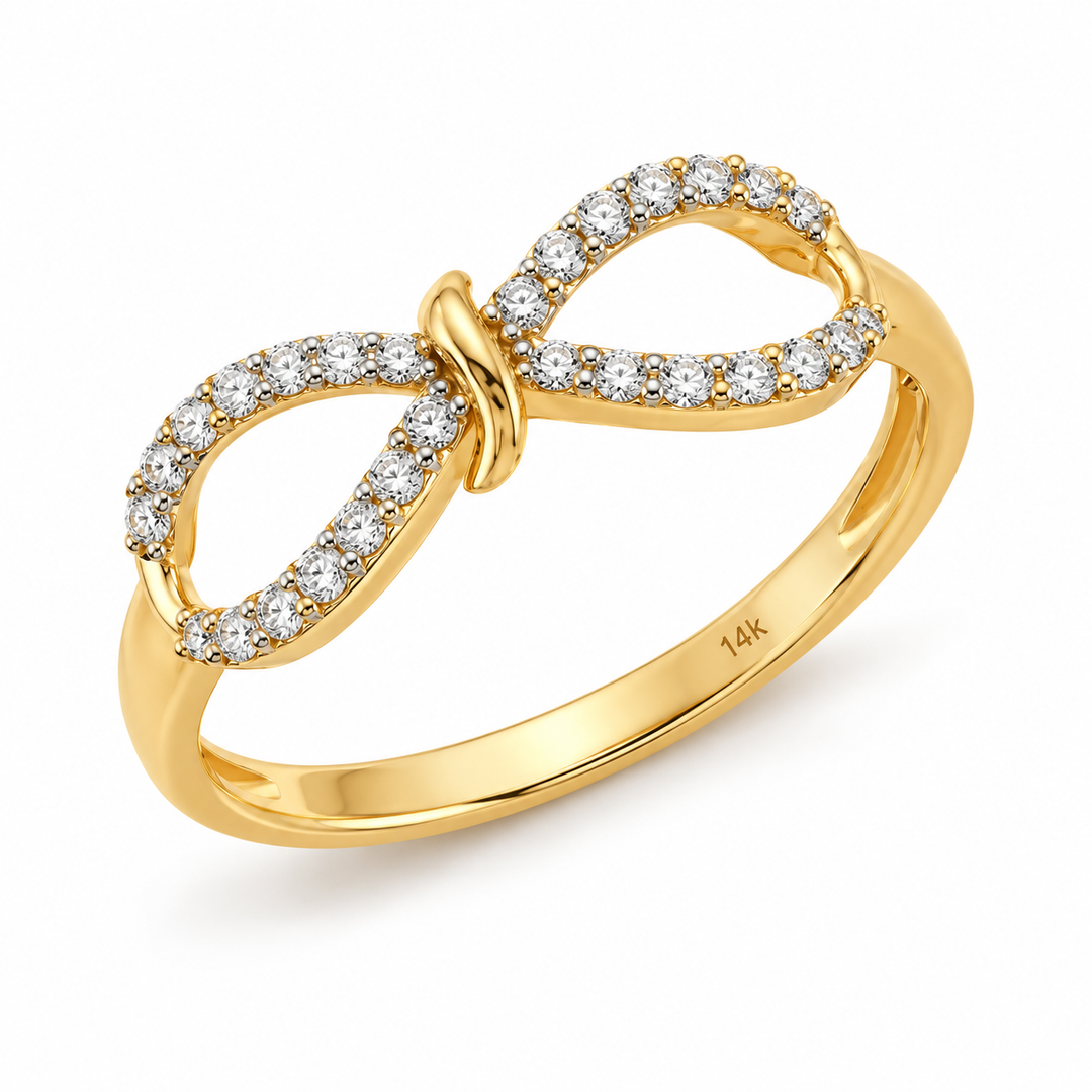 14k Yellow Gold Infinity CZ Womens Ring