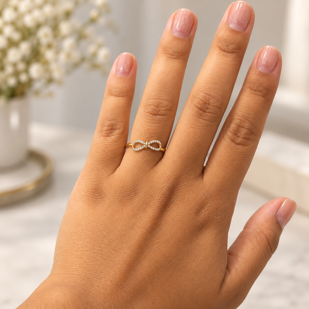 14k Yellow Gold Infinity CZ Womens Ring