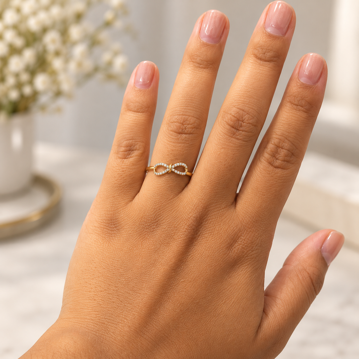 14k Yellow Gold Infinity CZ Womens Ring