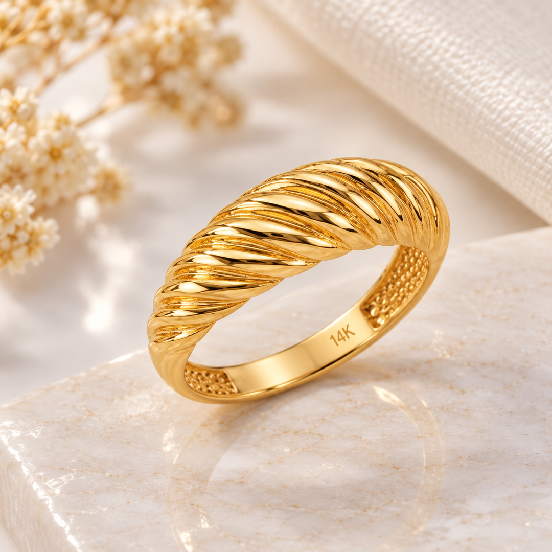 14K Yellow Gold Croissant Ring
