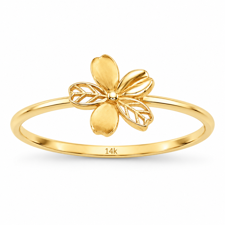 14K Yellow Gold Flower Ring