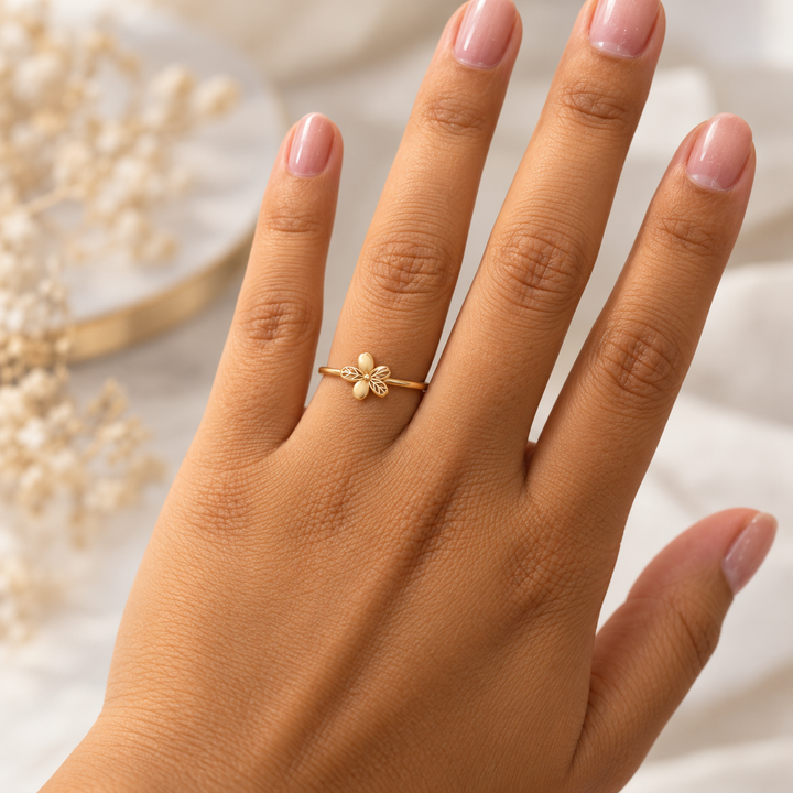 14K Yellow Gold Flower Ring