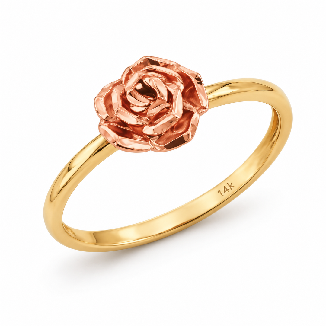 14K Yellow Gold Rose Ring