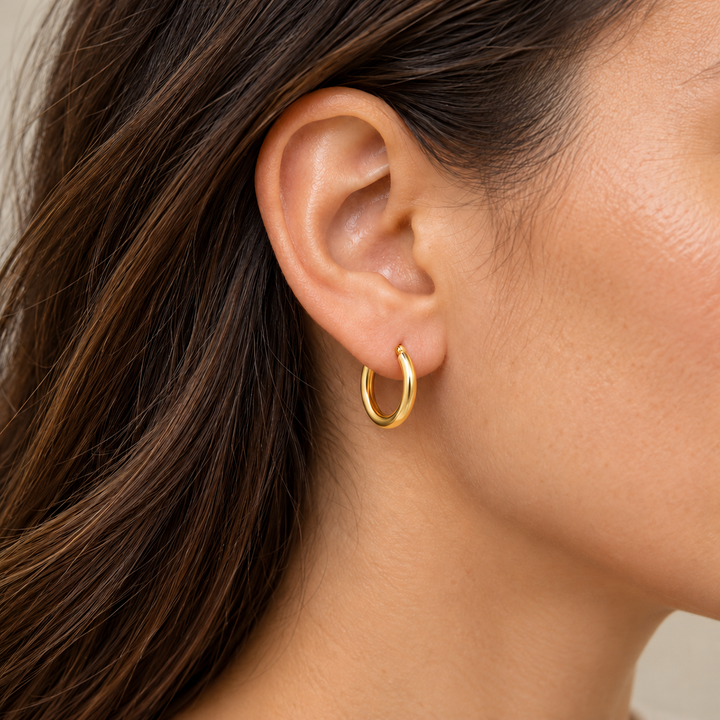 14K Italian Tubular Hoops