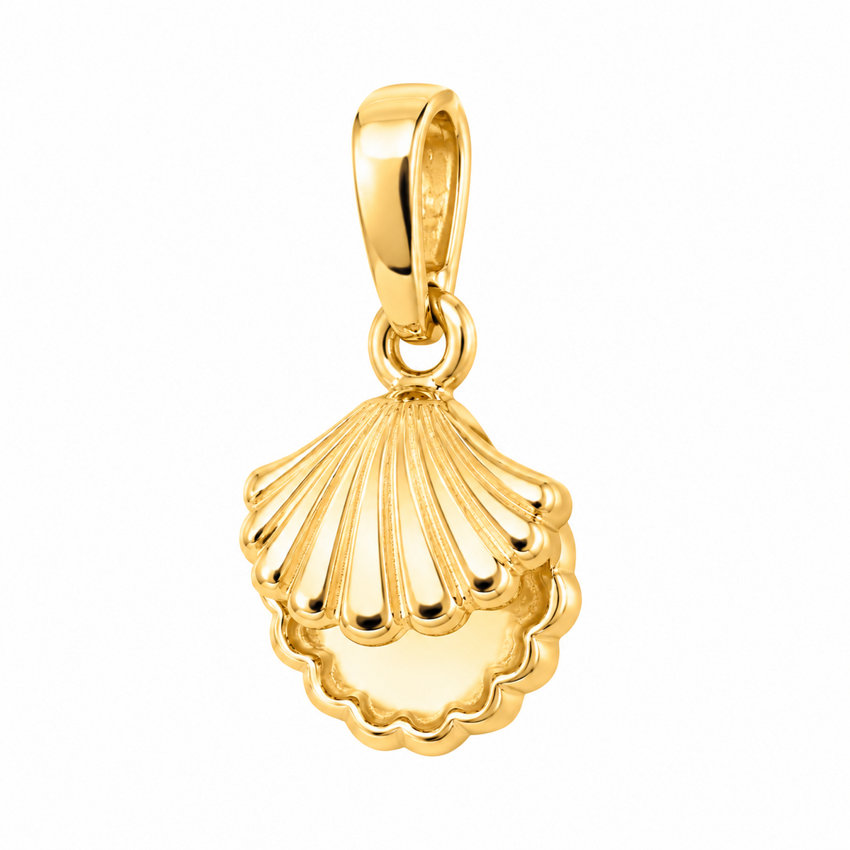 14K yellow gold shell pendant, alternate view