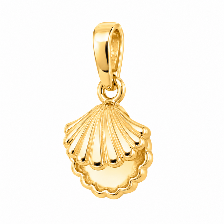 14K yellow gold shell pendant, alternate view