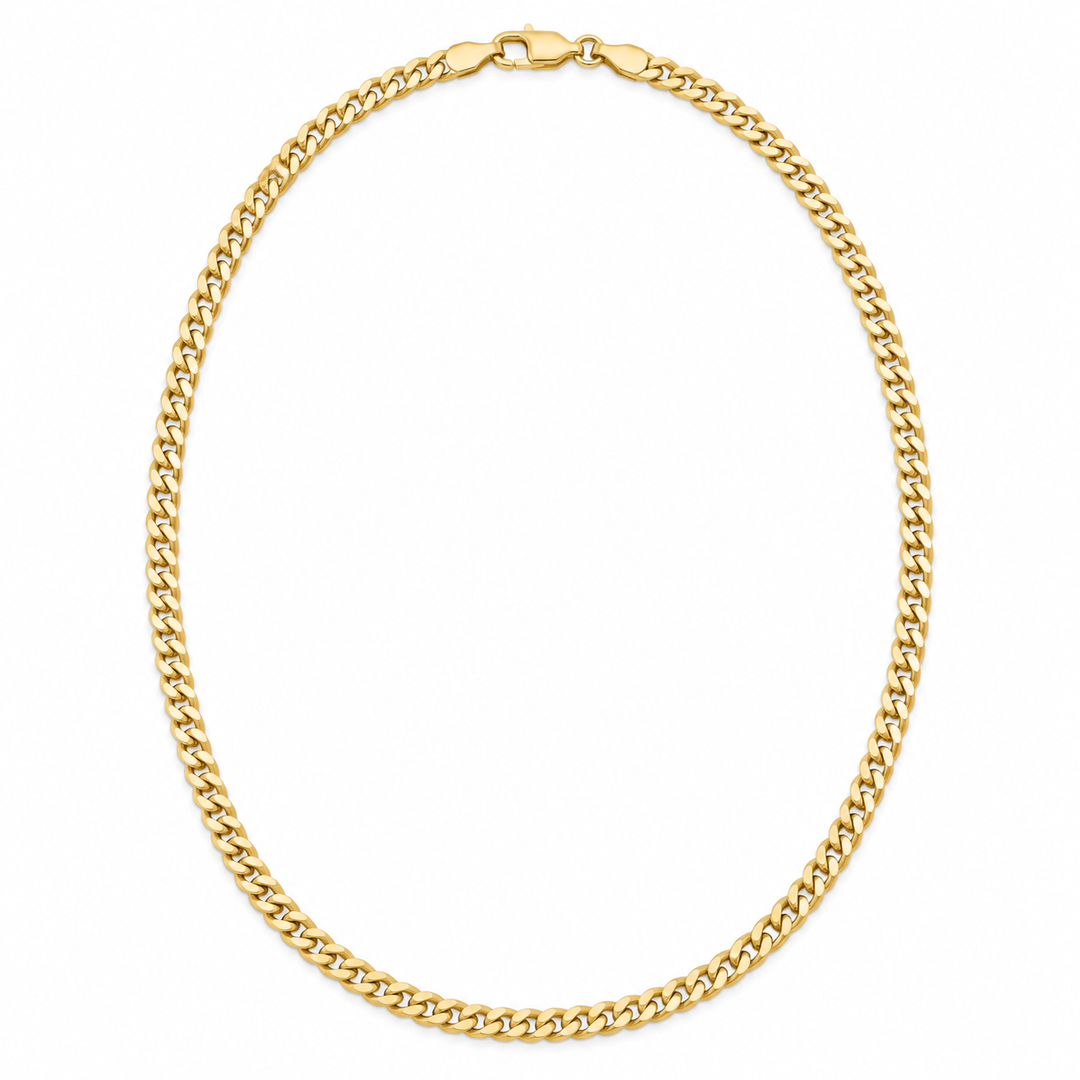 14K Yellow Gold Curb Concave Regular Chain — 2.7 mm on white background