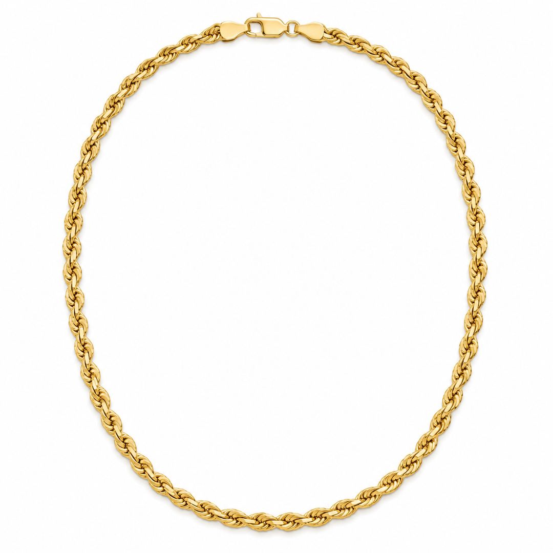 14K Yellow Gold Diamond Cut Rope Chain — 2.8 mm on white background