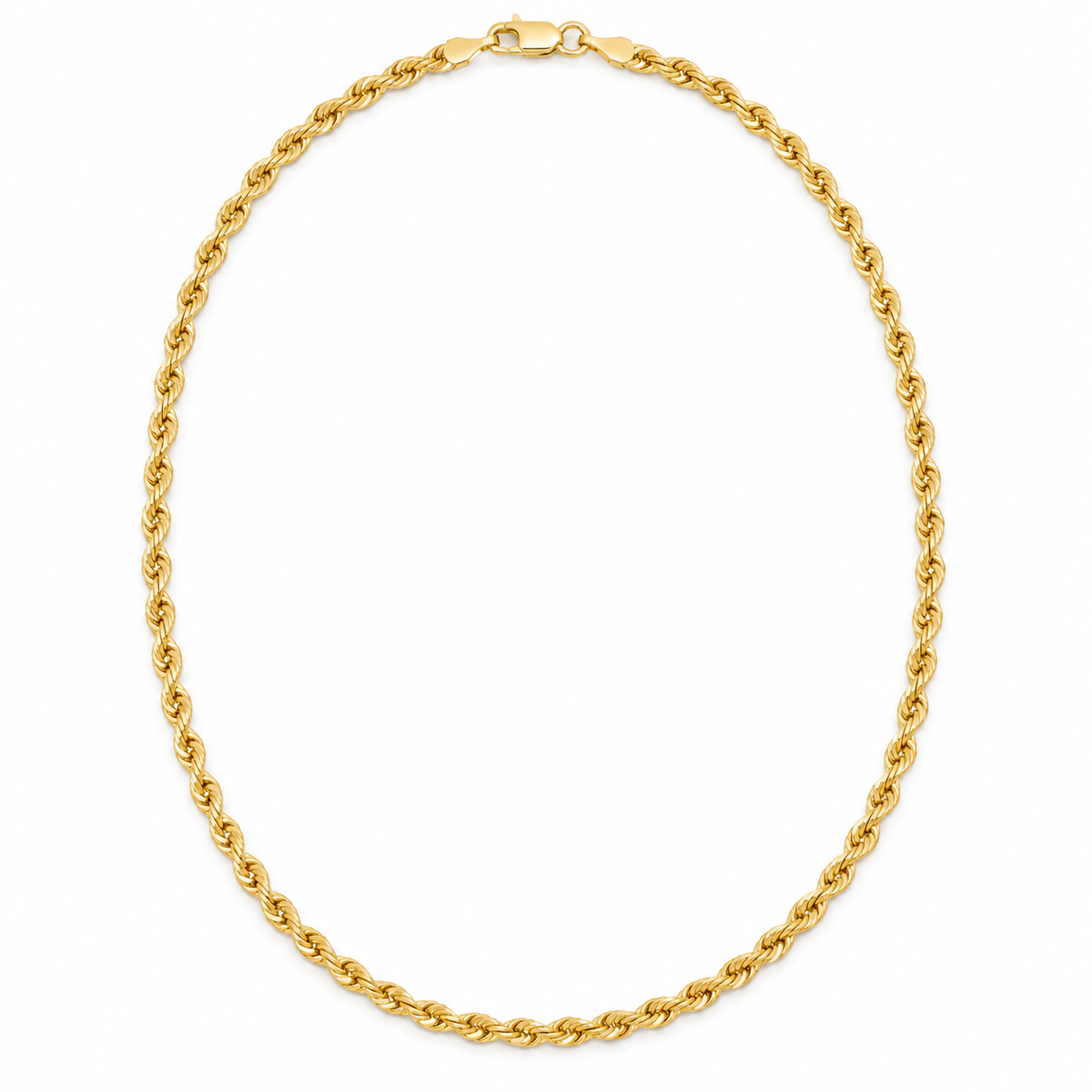 14K Yellow Gold Diamond Cut Rope Chain — 2.3 mm on white background
