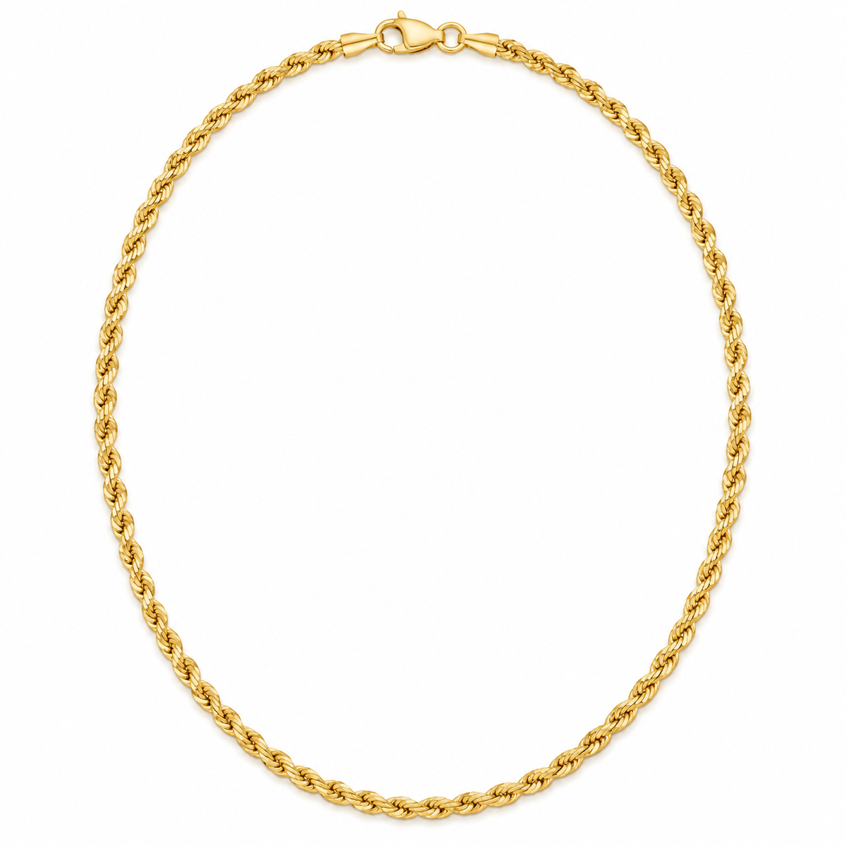 14K Yellow Gold Diamond Cut Rope Chain — 1.9 mm on white background