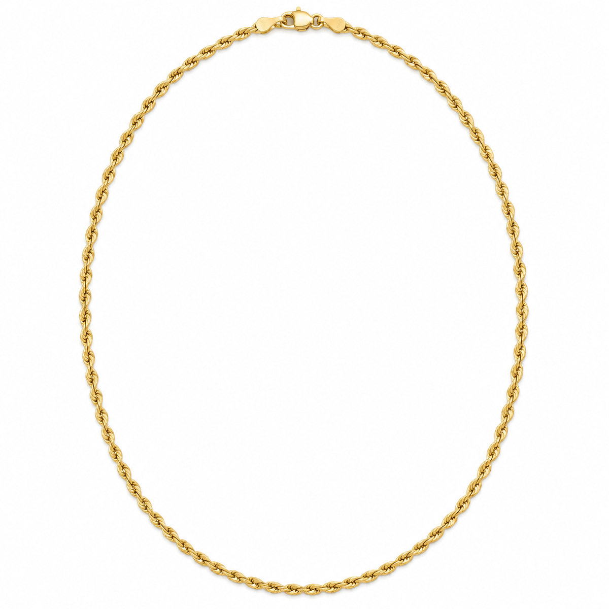 14K Yellow Gold Diamond Cut Rope Chain — 1.5 mm on white background