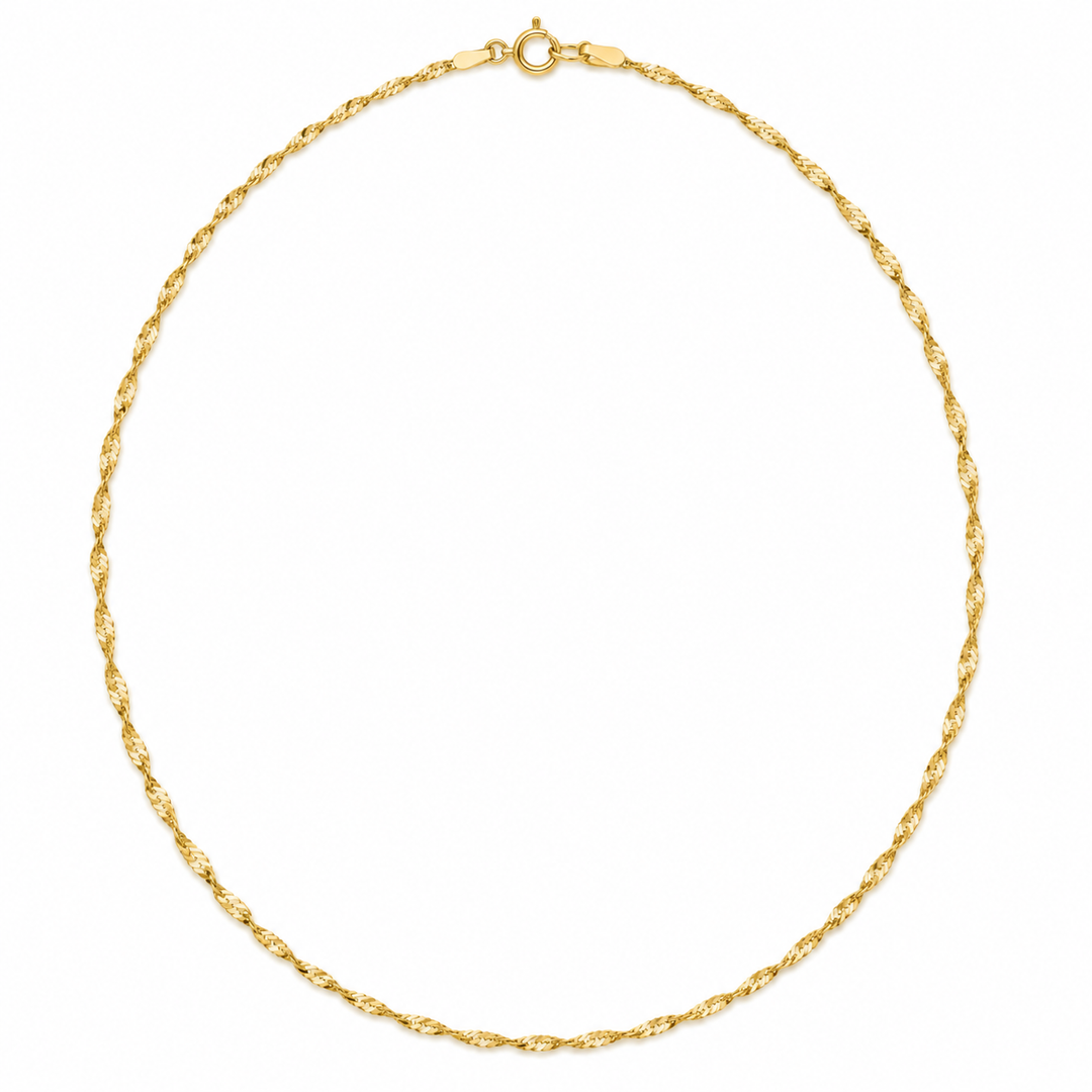 14K Yellow Gold Singapore Chain — 1.2 mm on white background