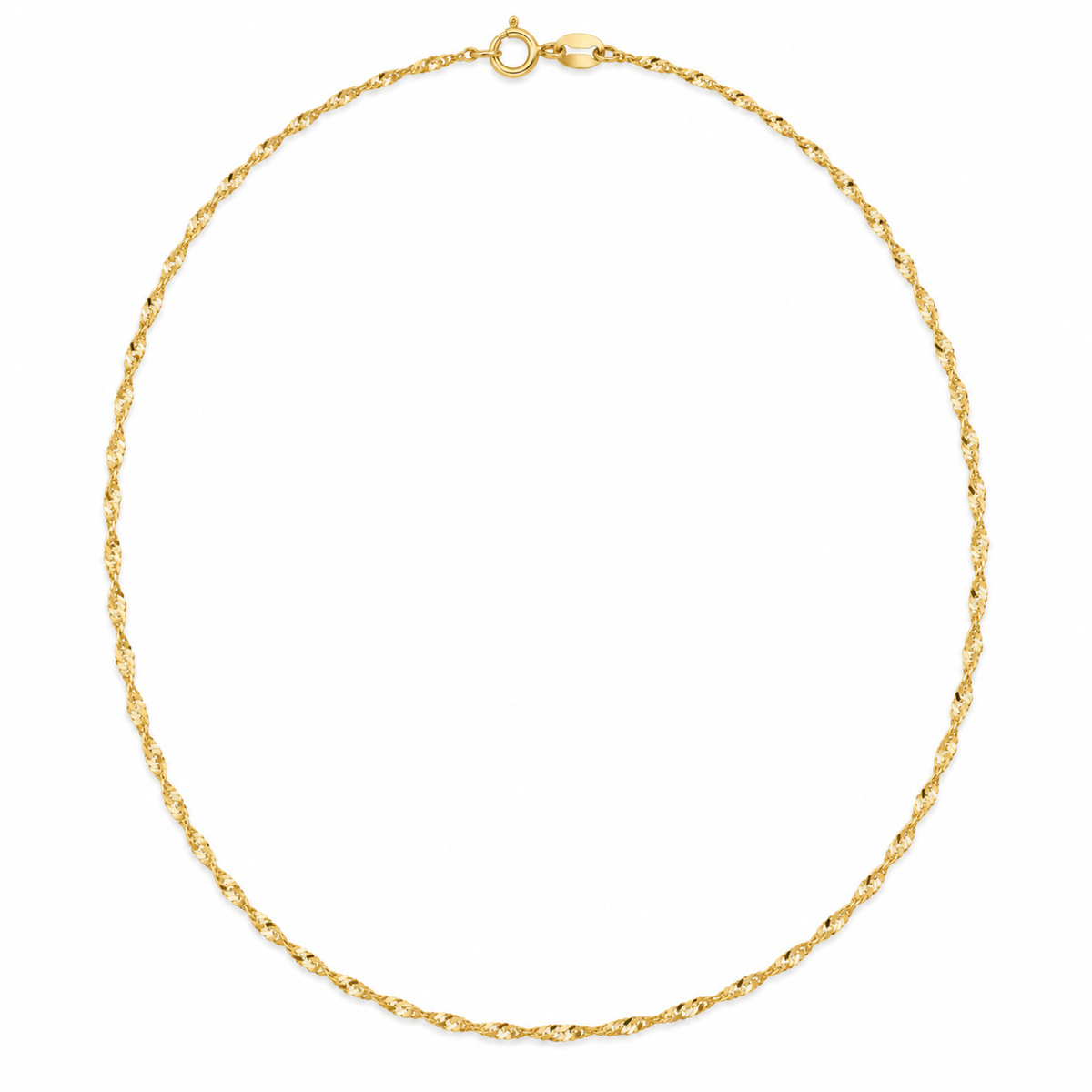 14K Yellow Gold Singapore Chain — 0.9 mm on white background