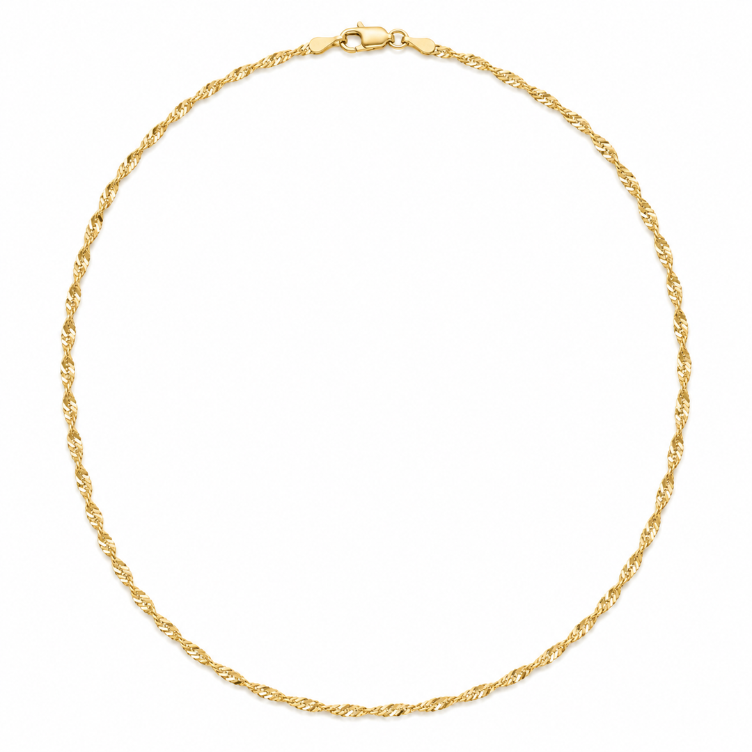 14K Yellow Gold Singapore Chain — 1.5 mm on white background