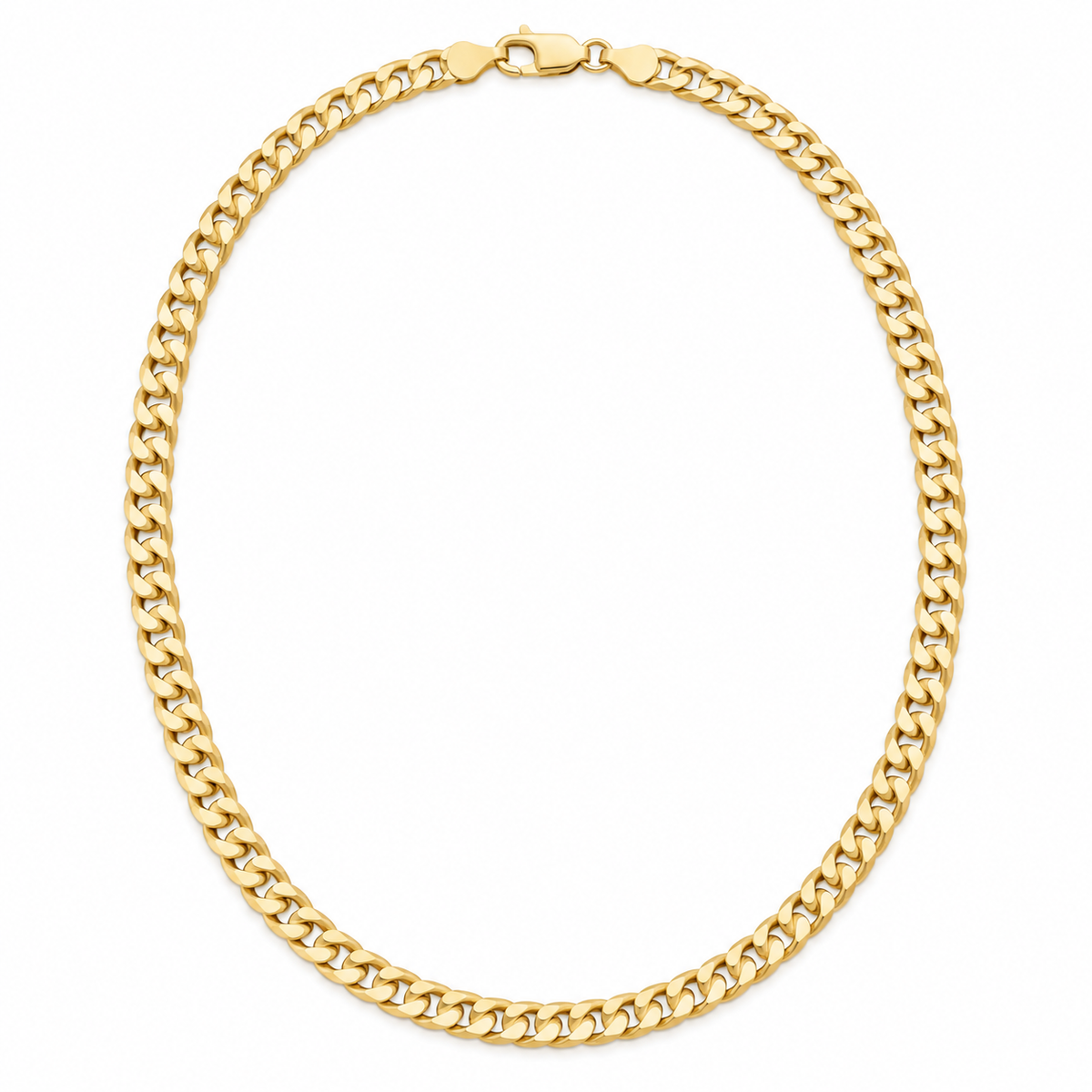 14K Yellow Gold Curb Concave Regular Chain — 4.8 mm on white background