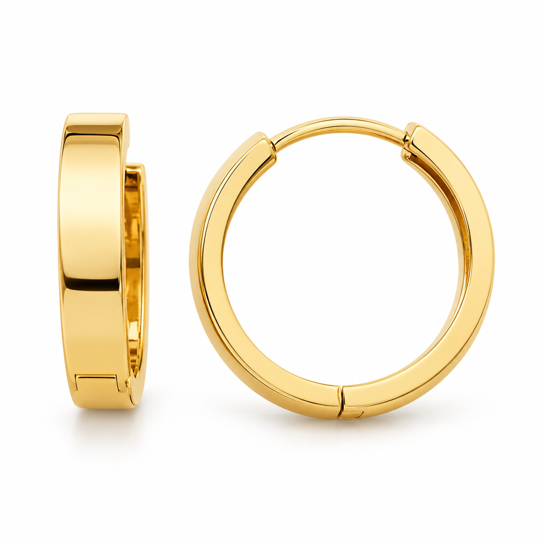 14K yellow gold polished hoop earrings 15 mm LSJ-ER1982 alternate view