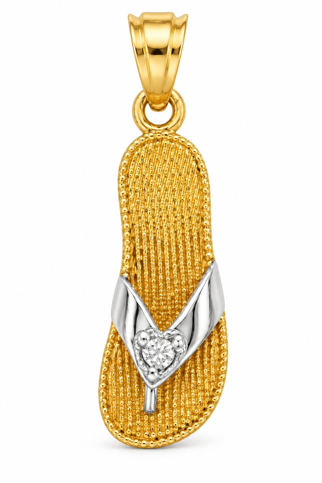 14K Two-Tone Gold Flip-Flop Pendant on white background