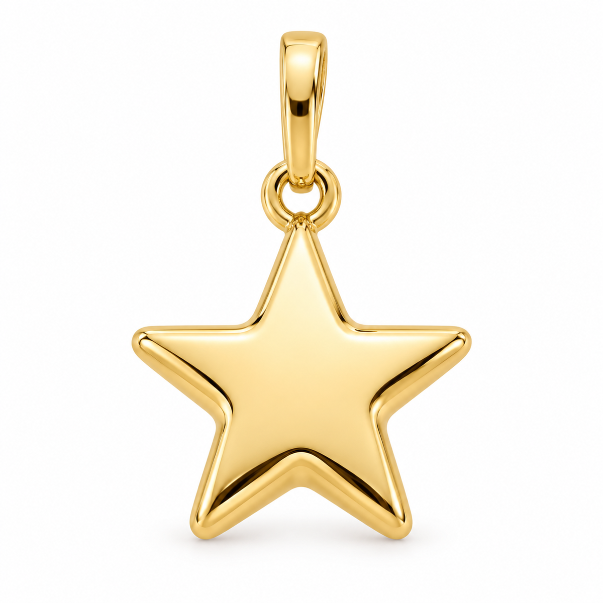 14K Yellow Gold Star Pendant front white background