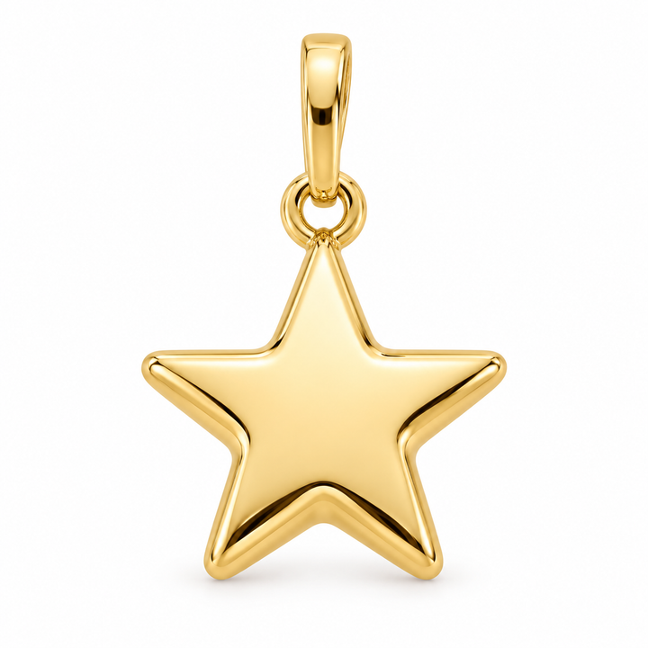 14K Yellow Gold Star Pendant front white background