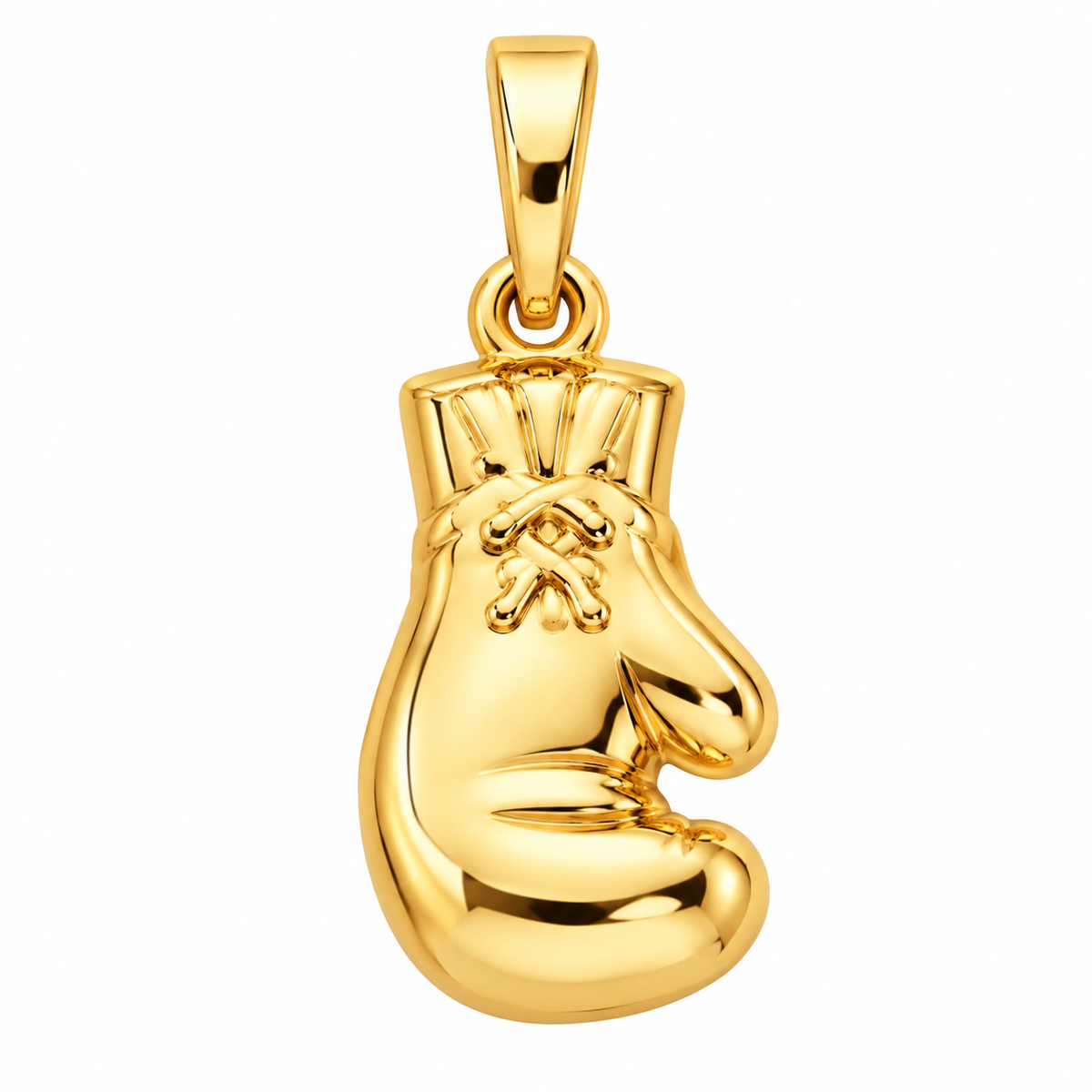 14K Yellow Gold Boxing Glove Pendant front white background